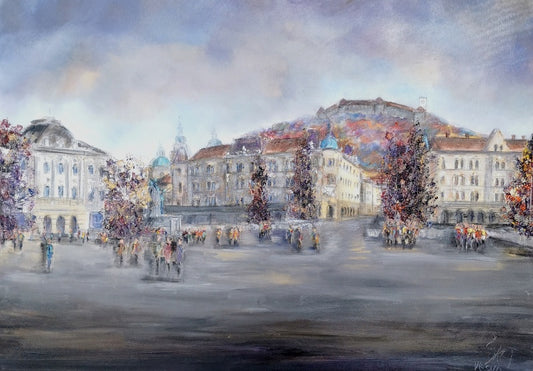 Vesna Sket, Ljubljana Tromostovje 1, 70 x 100 cm